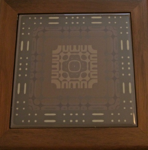 Brown geometric tile trivet by Gingezel at Zazzle.