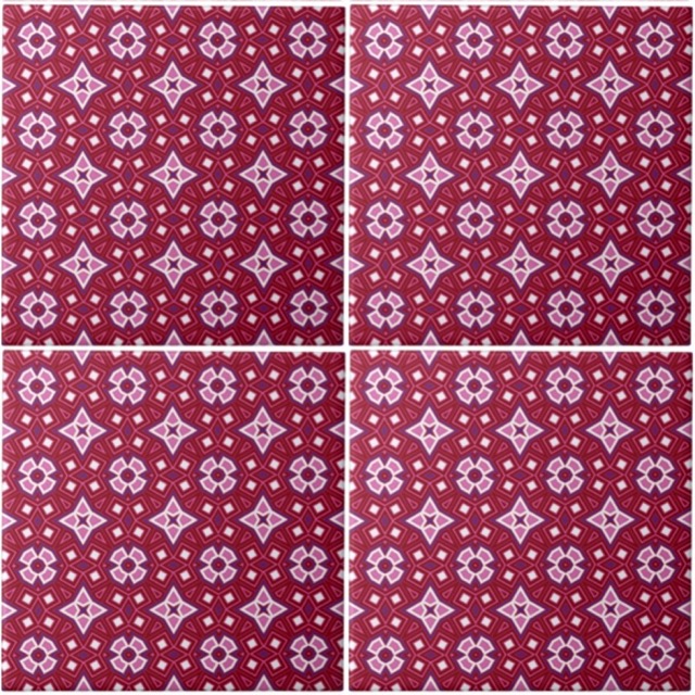 This simulates our cheerful berry geometric on a wall, perhaps the backsplash in a country style kitchen. Available at Zazzle